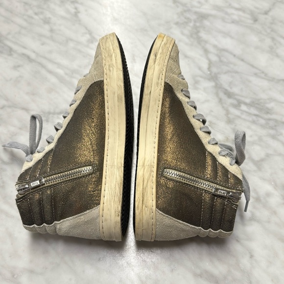 SOLD P448 Skate High Top Interior Zip Sneakers in Cream and Metallic size 37 - Picture 5 of 11